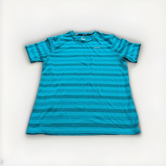 Nike Dri-FIT Mens Blue Touch Tailwind Short Sleeve T-Shirt Size L 596202-383 - Picture 1 of 9